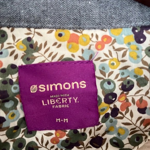 Simons Beige Long Sleeve Polo Shirt with corduroy collar size medium - Picture 4 of 5